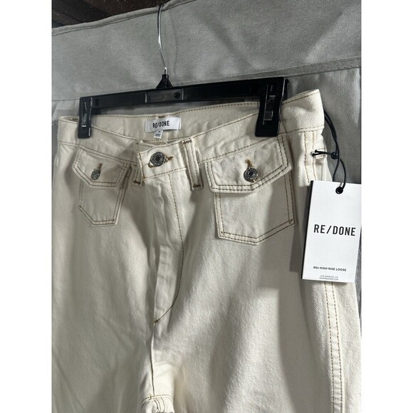 NWT Re/Done Womens Zipper Fly High‎ Rise Wide Leg Jeans Cream Denim Size 29 - Picture 3 of 7